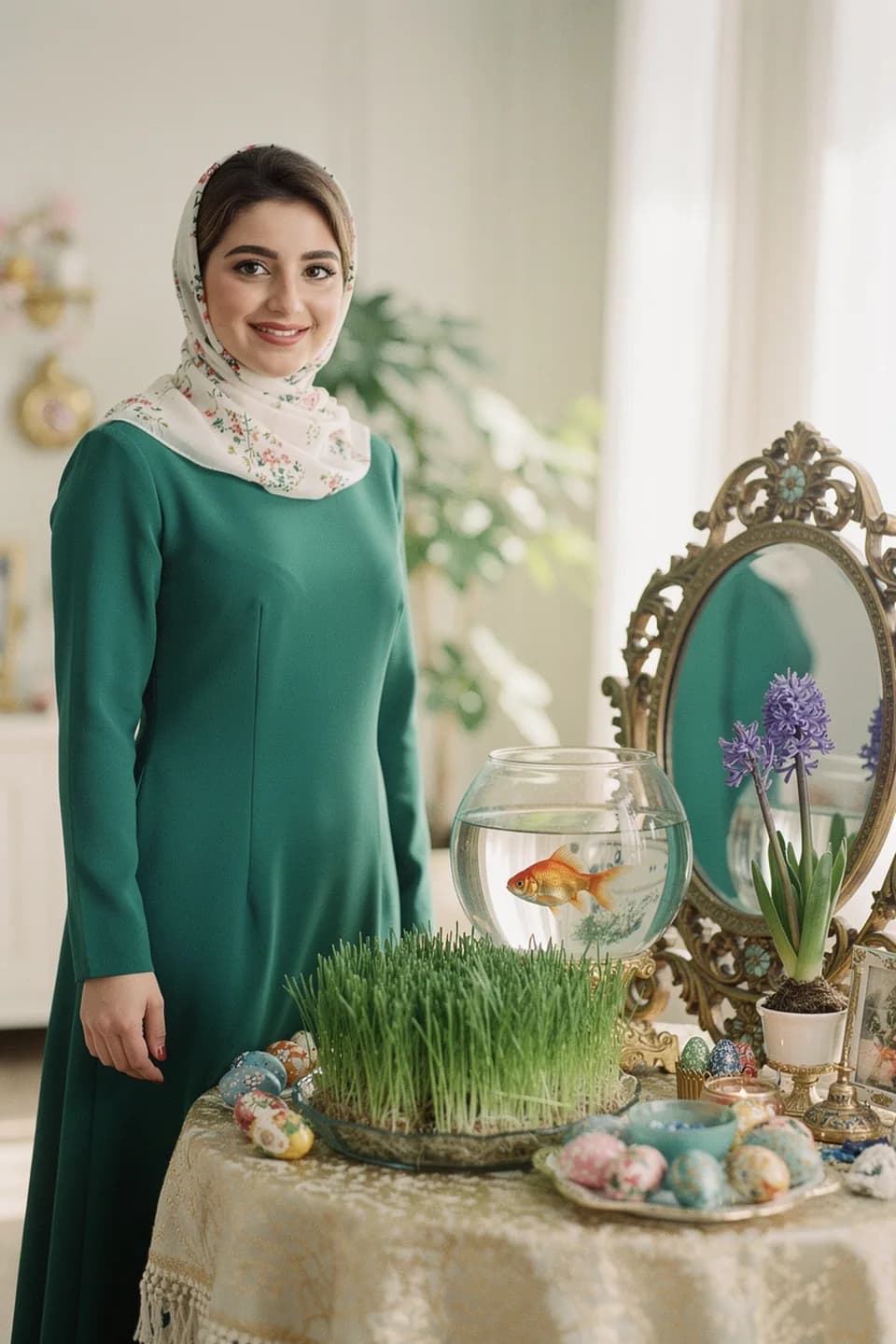 پرتره در سبک نوروز و سفره هفتسین