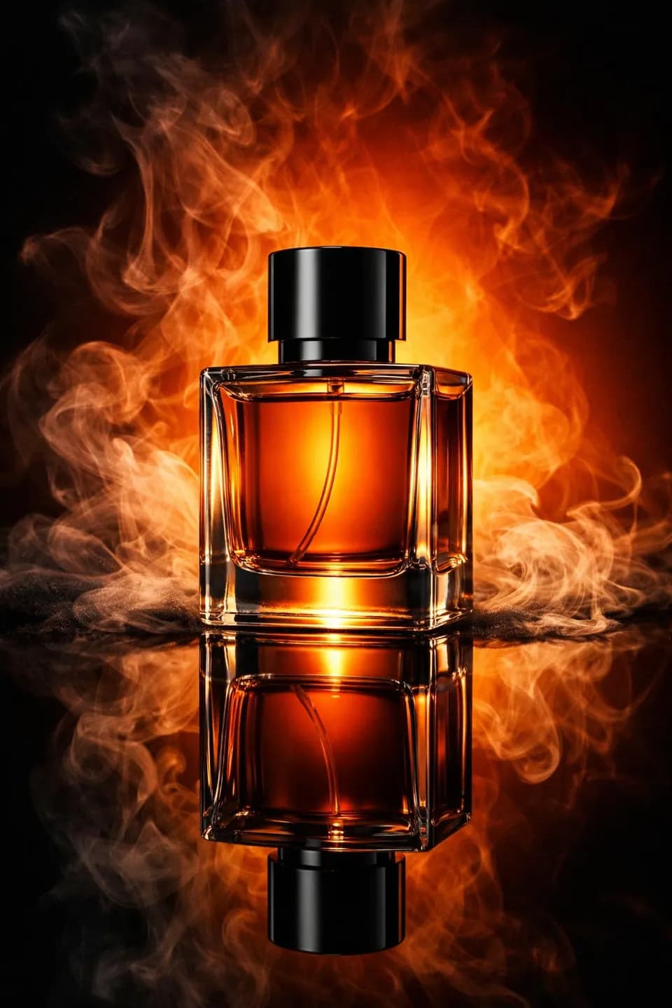 عکس تبلیغاتی عطر در دود و نور نارنجی
